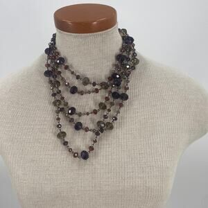 Bohemian whimsygoth Multilayer crystal beaded necklace